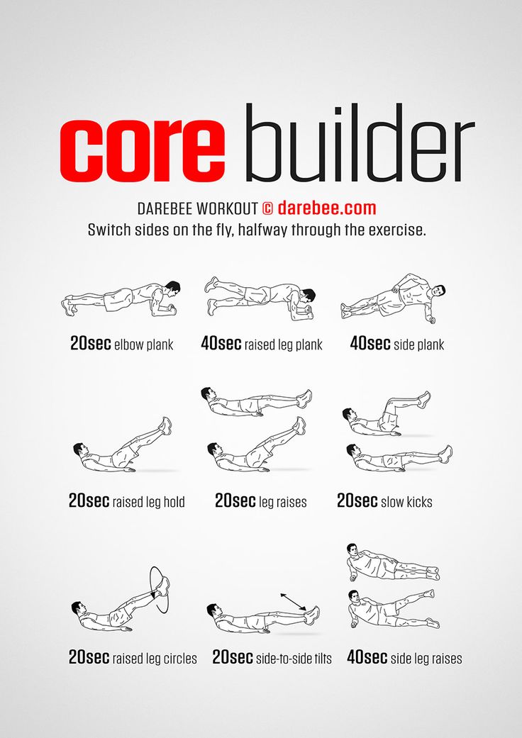 the core builder workout poster shows how to do an exercise with one hand and two hands