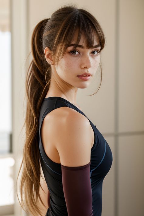 High Ponytail Hairstyles Bangs, Long High Ponytail With Bangs, Ponytail Long Bangs, Long Ponytail Hairstyles With Bangs, Fringe Bangs With Ponytail, Hair Up Styles With Bangs, Bangs Long Hair Ponytail, Thick Ponytail Hairstyles, Pony For Long Hair