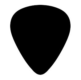 a black and white silhouette of a guitar pick