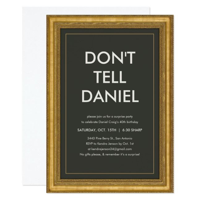 a black and gold framed poster with the words don't tell daniel