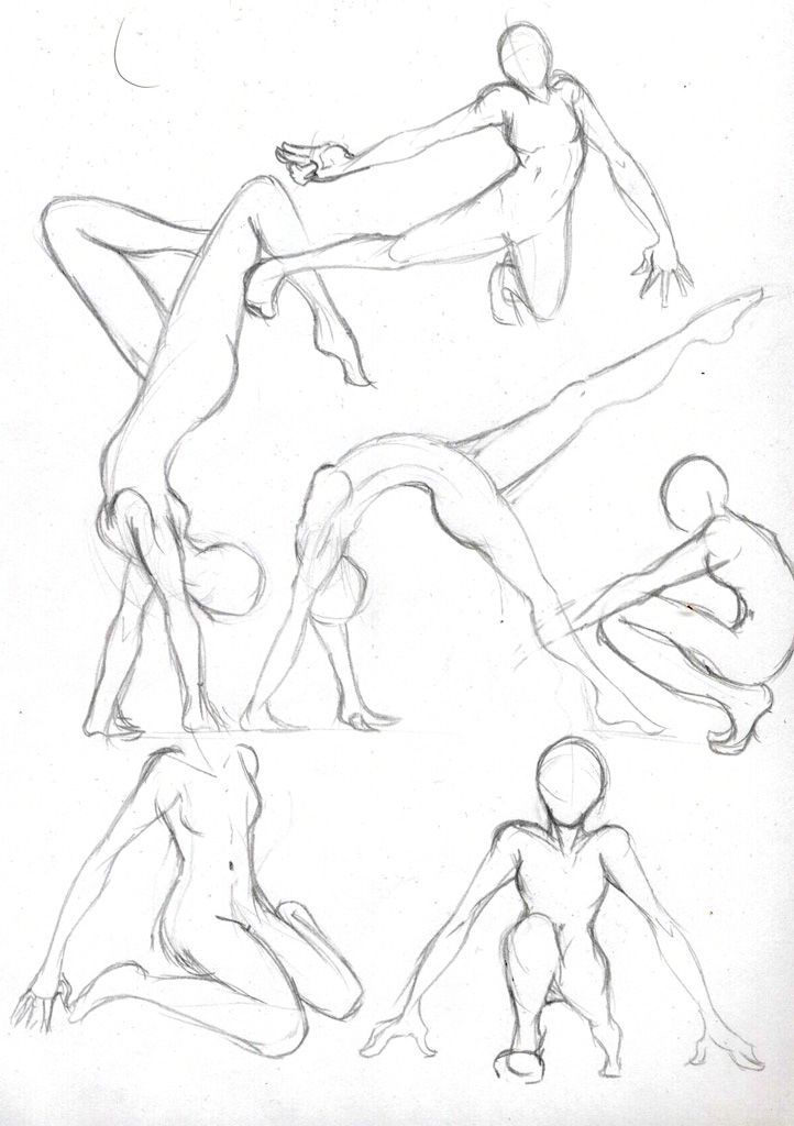 some drawings of people doing different poses