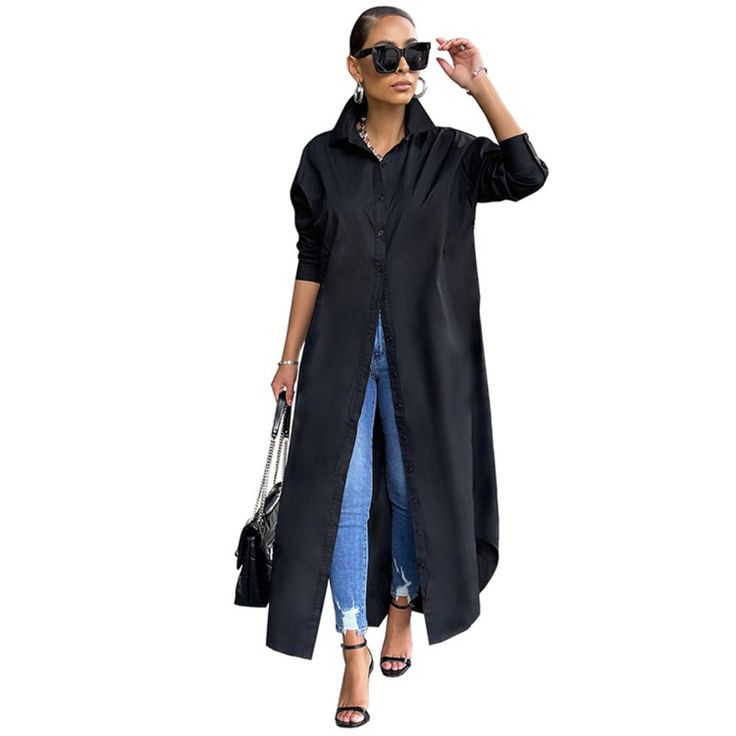 This Classic Shirt Dress Features A Timeless Silhouette, With A Slightly Oversized Fit For A Modern Look. Its Lightweight Cotton Fabric Is Perfect For Any Season, While Its Unique Button Detailing Adds A Touch Of Sophistication. Available In A Range Of Colors, This Passion Chic Button Up Classic Shirt Dress Is Sure To Be Your Go-To For Any Occasion. ***Ship With 7-15 Business Days From Our Warehouse*** This Casual Dress For Women Made By Light Weight, Soft, Smooth, Skin Friendly Fabric, Comforta T Shirt Maxi Dress, White Long Sleeve Shirt Dress, Casual Outfits Business, How To Wear White Jeans, Women Button Down Shirt, Shirt Maxi Dress, Kaftan Tops, Kaftan Top, 60's Style