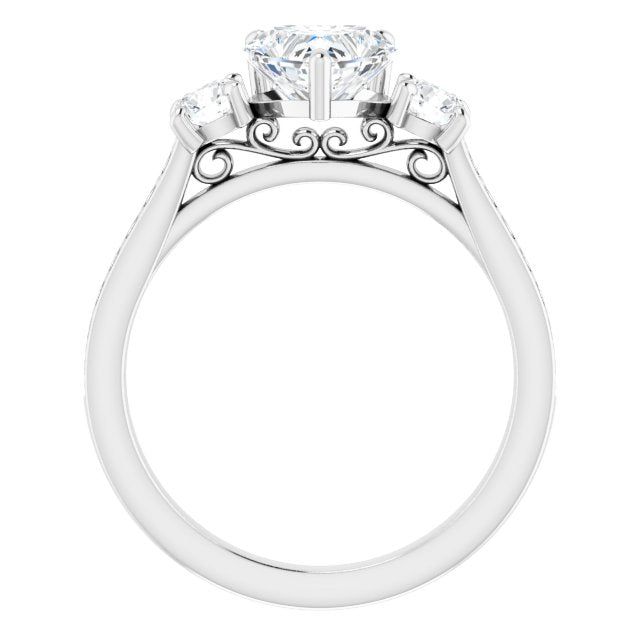 This timeless ring features 1/5 ctw. of dazzling diamonds that adorn the band. A 0.25 ct. or larger oval, asscher, pear, cushion, emerald, square, heart or round shape stone can be set with this ring. Timeless Diamond White Emerald Wedding Ring, Timeless Asscher Cut Diamond Ring With Halo Setting, Classic White Diamond Ring With Accent Stones, Classic Cubic Zirconia Emerald Promise Ring, Classic Emerald Ring With Halo Setting For Promise, Elegant Heart Cut Emerald Wedding Ring, Heart Cut Moissanite Ring With Diamond Accents, Classic Heart Cut Lab Grown Diamond Ring, Classic Emerald Ring With Brilliant Cut Cubic Zirconia