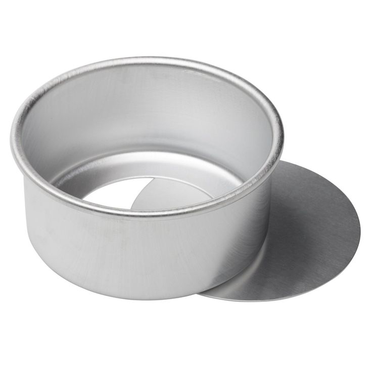 an empty cake tin on a white background