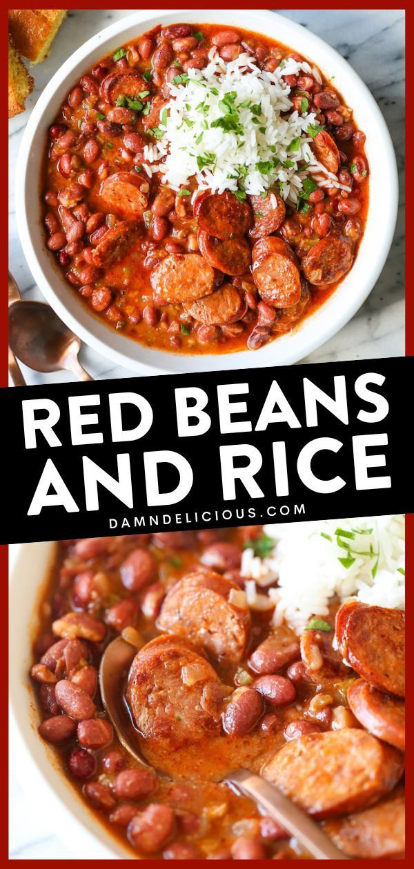 Here's a main dish you'll want to have daily! It's so easy to make. Simmered with andouille sausage, this classic red beans and rice recipe is incredibly thick, creamy, and flavorful. Save this family dinner idea! Red Beans And Rice Recipe Easy, Andouille Sausage Recipes, Red Beans N Rice Recipe, Beans And Sausage, Red Beans And Rice, Beans And Rice, Andouille Sausage, Andouille, Cajun Recipes