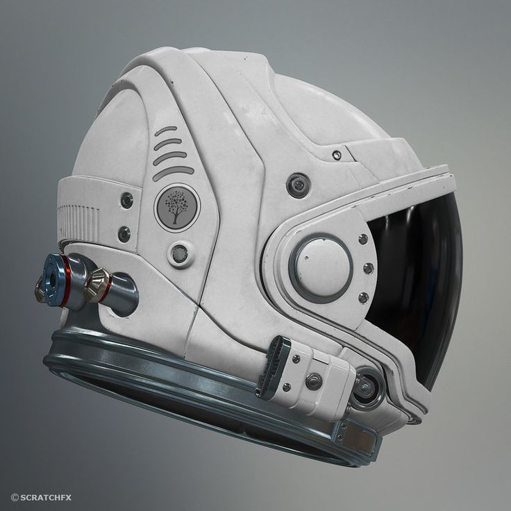 the helmet is designed to look like a space ship