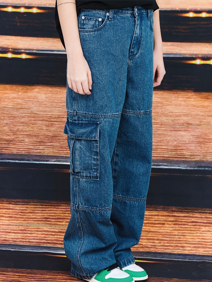 Editor's NotesCPGN’s cargo pants give casual look with washed denim fabric and pocket detail.- Button and zipper closure- Cargo pocket detail- Washed denim fabric- Side and back pockets- Logo label detail in backMeasurements(in.)S / M / L- Length: 41.3in. / 42.1in. / 42.9in.- Waist: 13.8in. / 15.0in. / 15.7in.- Thigh: 12.6in. / 13.0in. / 13.4in.- Rise: 12.6in. / 13.0in. / 13.4in.- Hem: 9.4in. / 9.8in. / 10.2in.Composition & Care- 100% Cotton- Dry clean recommendedDesigner- by CPGN Utility Style Medium Wash Jeans With Patch Pockets, Utility Jeans With Patch Pockets In Medium Wash, Dark Wash Straight Leg Cargo Jeans With Patch Pockets, Washed Blue Utility Jeans With Hip Pockets, Baggy Denim Jeans With Patch Pockets, Dark Wash Denim Jeans With Side Pockets, Utility Dark Wash Jeans With Patch Pockets, Utility Style Dark Wash Jeans With Patch Pockets, Utility Washed Blue Cargo Jeans With Five Pockets