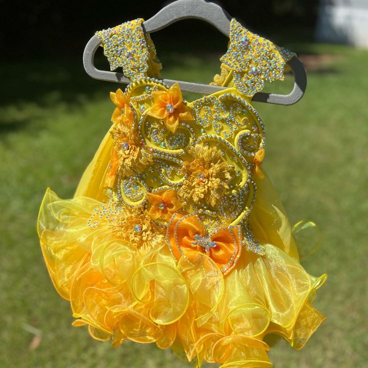 High Glitz Pageant Dress She Won Overall Winner 12-18 Month Comes With Socks, Bloomers, Necklace And Two Bows Yellow Pageant Dresses, Glitz Pageant Dresses, Glitz Pageant, Pageant Dress, Gold Yellow, Kids' Dresses, Colorful Dresses, Overalls, Yellow Gold