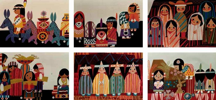 four pictures of people in native american art