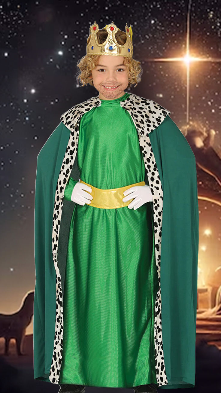 Green Wise Man Costume Wise Man Costume, Elf Fancy Dress, Boys Fancy Dress, Nativity Costumes, Costumes For Adults, Christmas Fancy Dress, King Costume, Roi Mage, Star Costume