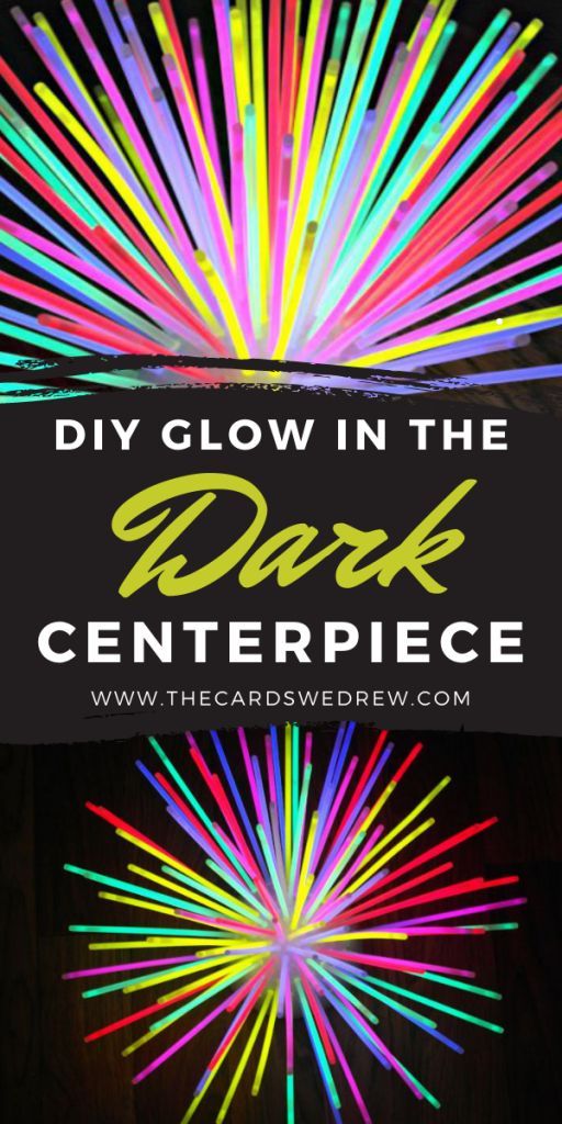 glow in the dark centerpiece with text overlay that reads, diy glow in the dark centerpiece