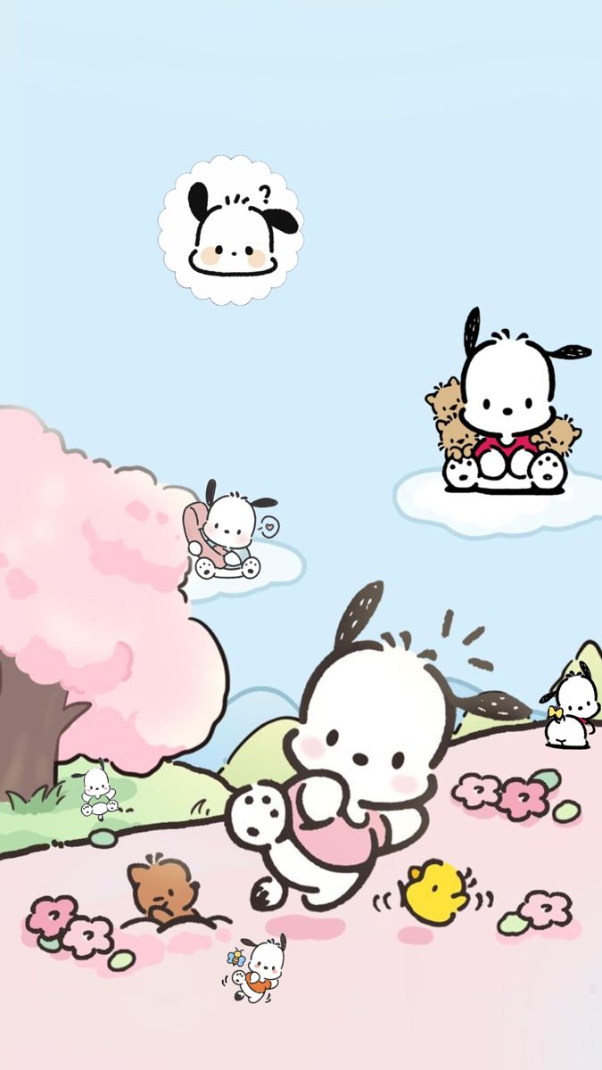 hello kitty wallpapers for iphone and ipad with cartoon characters on the phone screen