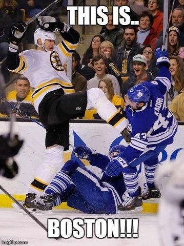 an image of a hockey game being watched by the crowd with caption that reads, this is boston