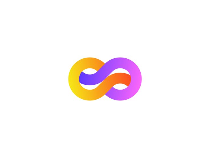 the letter o is made up of two overlapping shapes, one with an orange and purple color