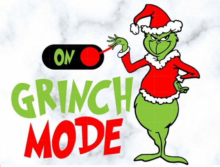 the grinch mode logo is displayed on a marble background with red and green lettering