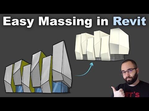 a man pointing to an image with the words easy massing in revit