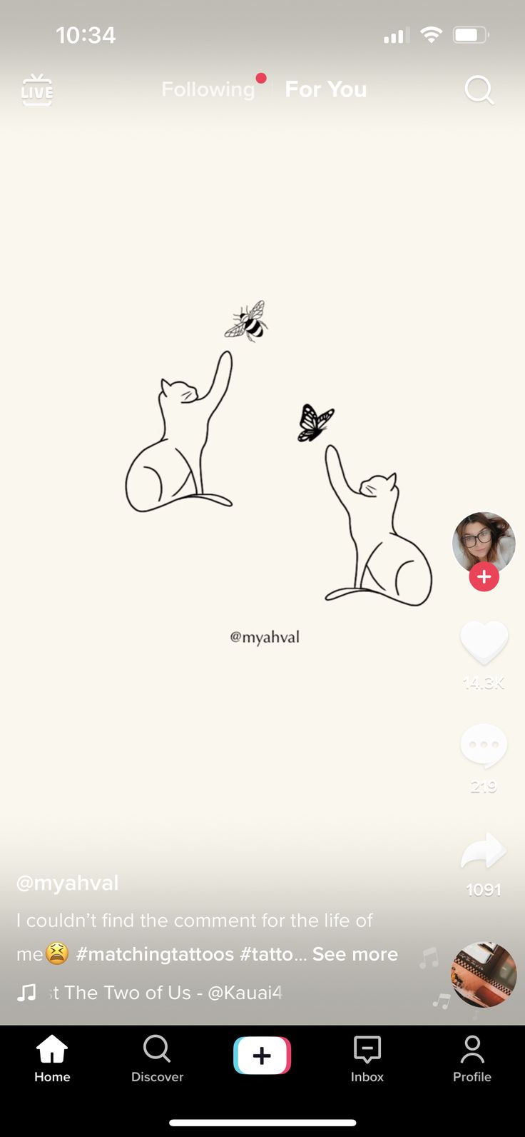 an image of two cats and one bird on a cell phone with the caption that says, i love you