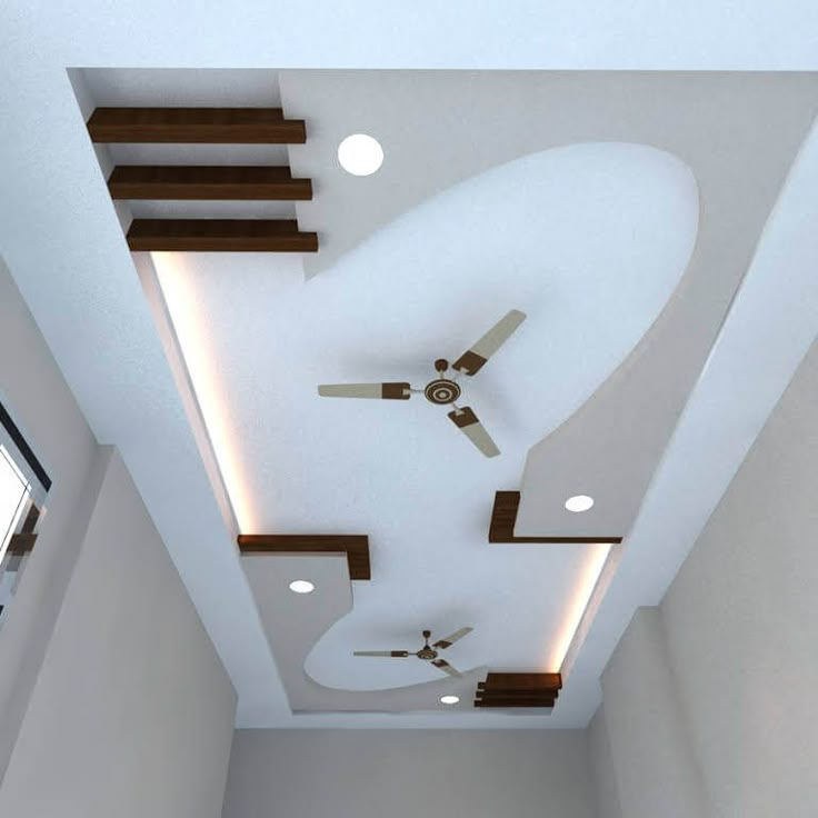 the ceiling is decorated with wood and white paint