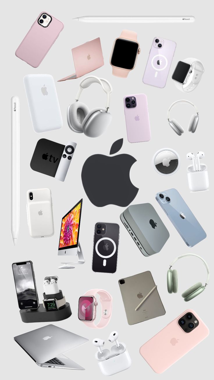 many different types of electronic devices are arranged in the shape of a circle on a white background