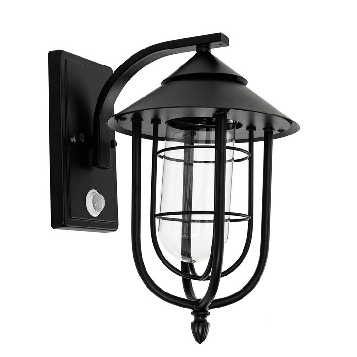 a black outdoor light fixture on a white background