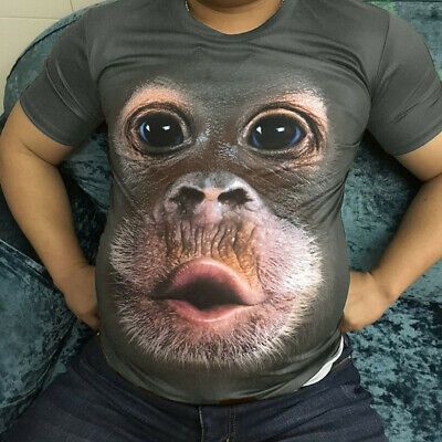 Mens T-Shirts 3D cotton Printed Animal Monkey tshirt... Monkey Funny, Bebe T Shirt, Monkey Shirt, Monkey T Shirt, Monkeys Funny, Funny Prints, Shorts Casual, Animal Tshirt, Mens Spring