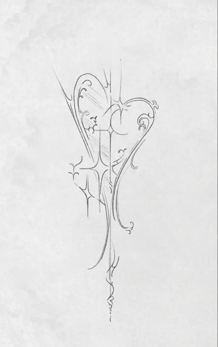 a drawing of a flower with vines on it