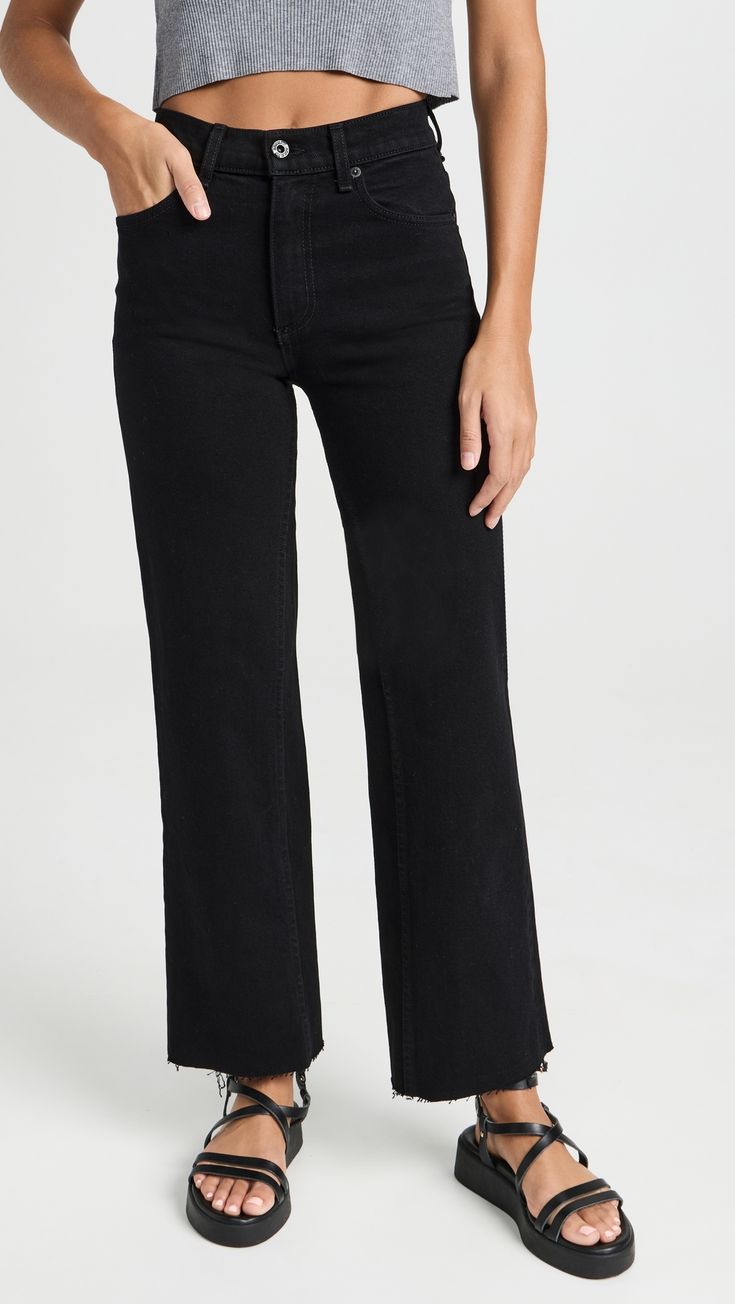 Mid-rise Black Jeans With Button Zip Fly, Black Mid-rise Jeans With Button Zip Fly, Black Cropped Jeans For Work, Versatile Full Length Jeans For Fall, Classic Cropped Cotton Jeans For Work, Versatile Flare Jeans With Straight Leg, Mid-rise Jeans With Seam Detailing For Fall, Fall Mid-rise Jeans With Seam Detailing, Black Cropped Jeans With Straight Hem For Fall