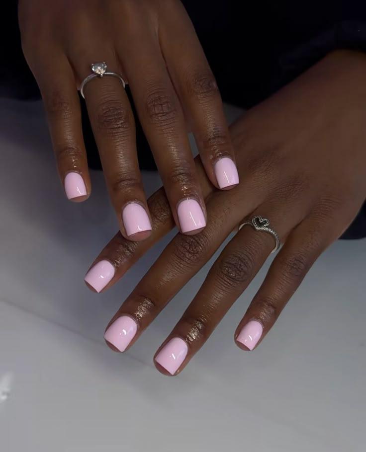 Light Pink Square Nails, Light Pink Short Nails, Pink Square Nails, Light Pink Square, Shorties Nails, Overlay Nails, Hard Nails, Ombre Acrylic Nails, French Tip Acrylic Nails