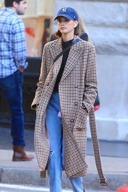 #KaiaGerber Vintage Long Belt Plaid #Coat - #CelebrityDresses Long Checkered Coat Outfit, Checkered Trench Coat Outfit, Checkered Trench Coat, Houndstooth Trench Coat Outfit, Long Checked Coat Outfit, Plaid Long Wool Coat, Plaid Peacoat Outfit, Brown Plaid Coat Outfit, Plaid Overcoat Outfit