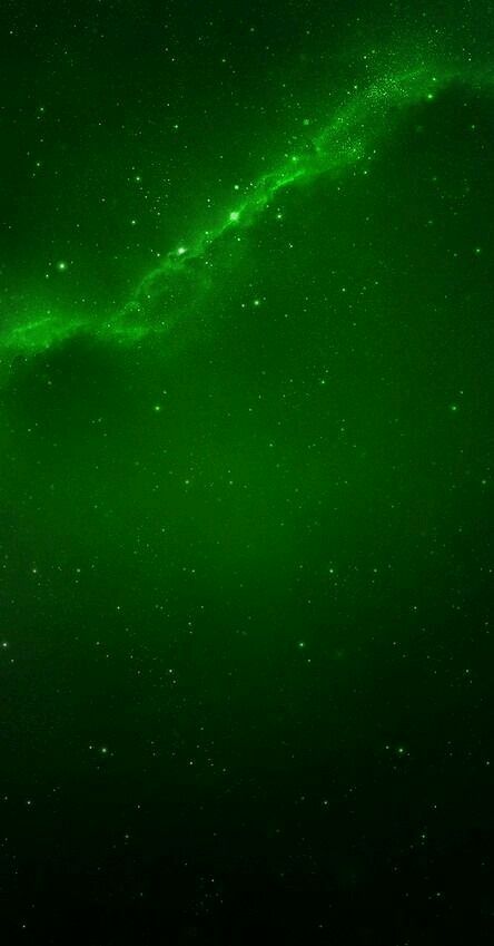 the night sky is green with stars