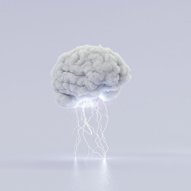 a white cloud with lightning coming out of it's center, on a gray background