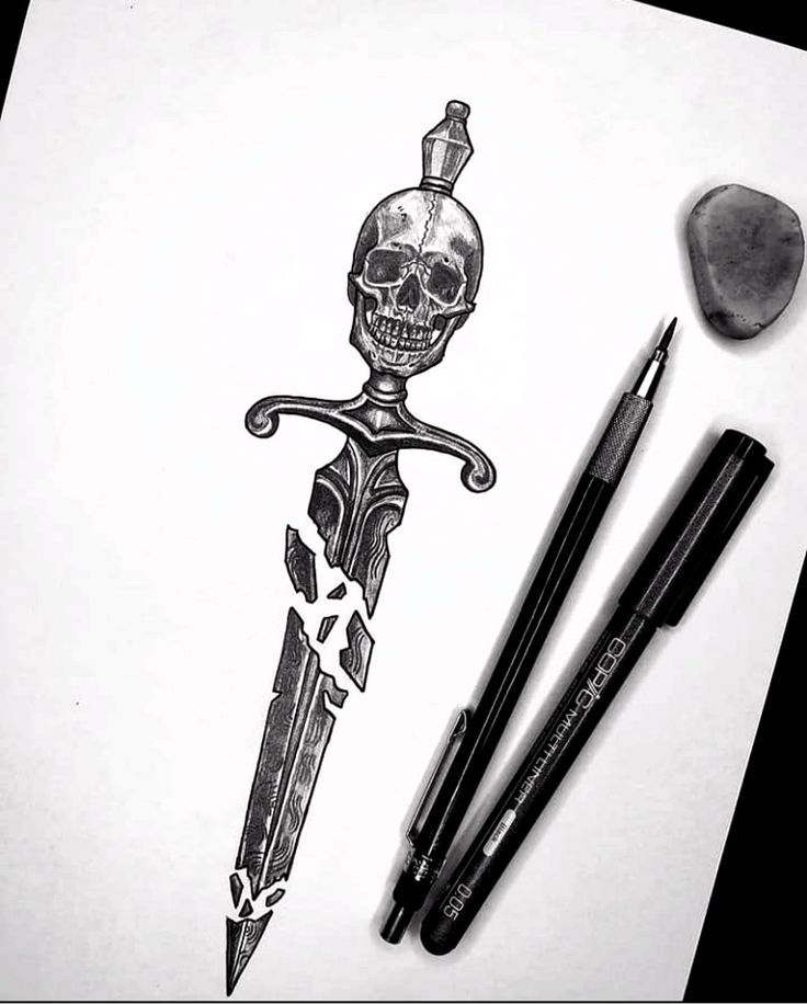 Knife Tattoo Ideas For Men, Viking Dagger Tattoo, Knife Tattoo Chest, Dagger Tattoo For Men, Skull Knife Tattoo, Dager Tattoos, Skull Dagger Tattoo, Skull And Dagger Tattoo, Daggar Tattoo