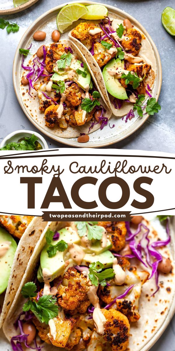 These Smoky Cauliflower Tacos are a great addition to your Cinco de Mayo dinner menu! These vegetarian tacos are full of flavor and a great way to mix up taco night! Pin this easy Cinco de Mayo recipe! Salmon Tacos Recipe, Roasted Cauliflower Tacos, Chipotle In Adobo Sauce, Meatless Mains, Chickpea Tacos, Salmon Tacos, Cauliflower Tacos, Vegetarian Tacos, Diner Recept