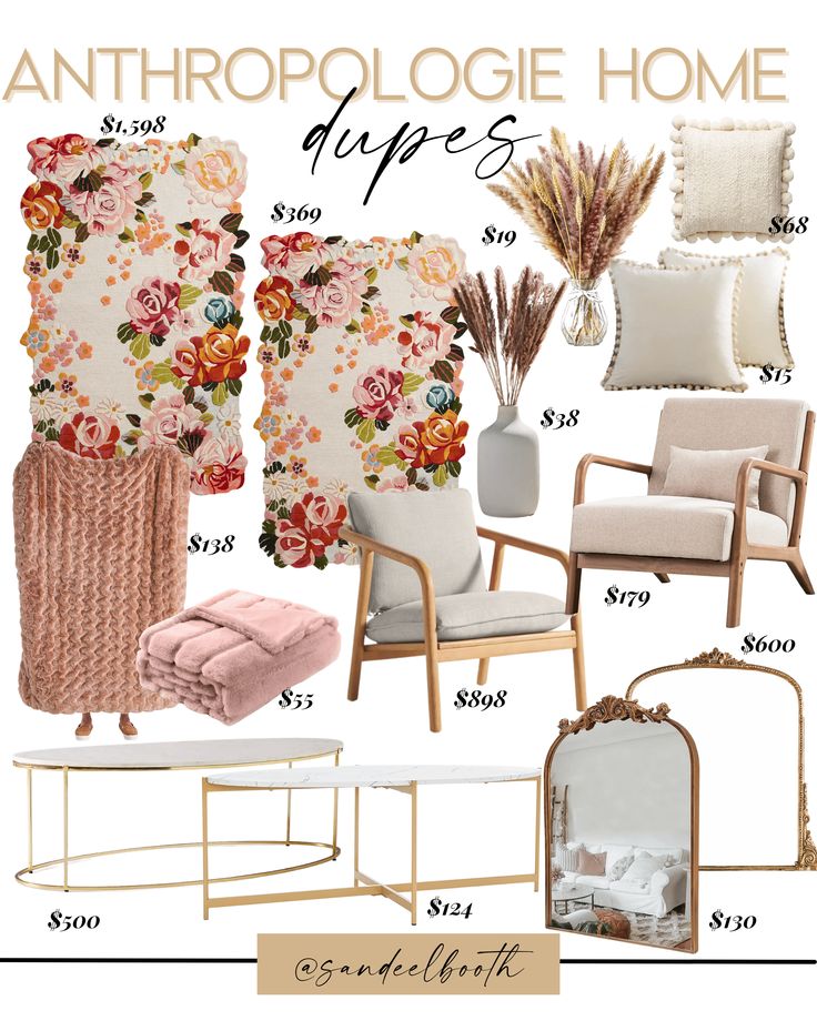 an interior design board with furniture and accessories