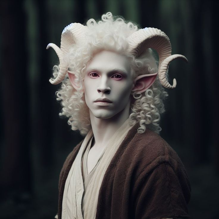 a man with white hair and horns on his head