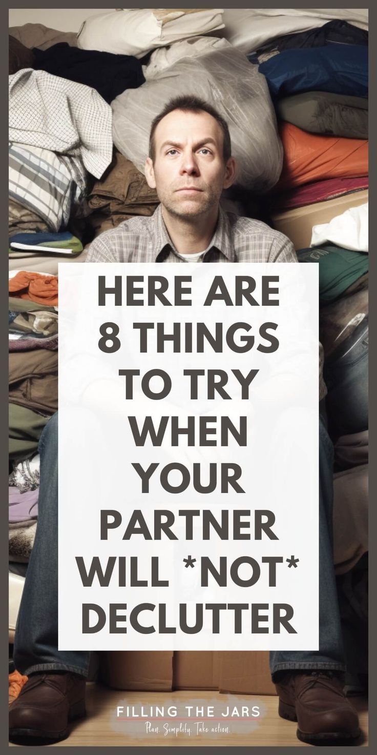 Tips for exactly what to do when your partner refuses to declutter and their mess is driving you crazy! Here are my 8 strategies to try when dealing with a partner’s clutter problem. Decluttering tips for couples. decluttering ideas, home organization, declutter your home, decluttering ideas feeling overwhelmed, declutter challenge Home Organization Declutter, Tips For Couples, Home Decluttering, Joshua Becker, Clutter Control, Decluttering Ideas, Declutter Challenge, Decluttering Tips, Getting Rid Of Clutter