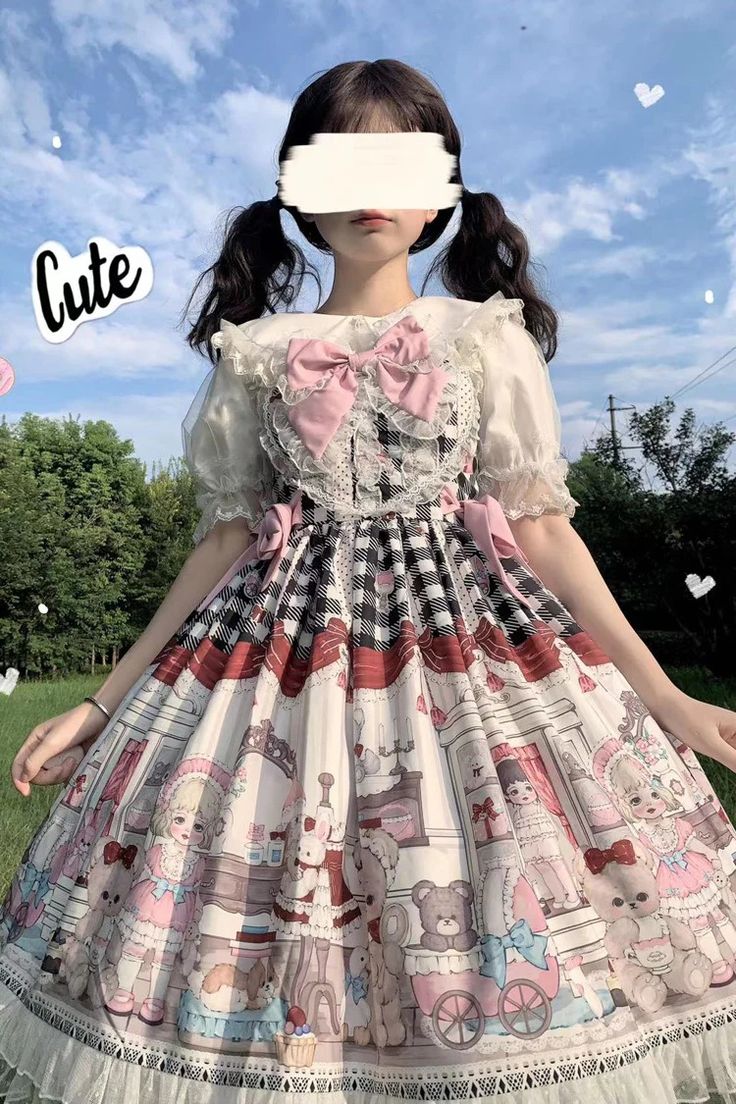 Black/Pink Plush Bear and Doll Print Ruffle Bowknot Lace Sweet Lolita – LolitaInside Gothic Princess, Punk Dress, Jumper Skirt, Sweet Lolita, 4 Way Stretch Fabric, Lace Fashion, Lolita Dress, Gothic Lolita, Fabric Color