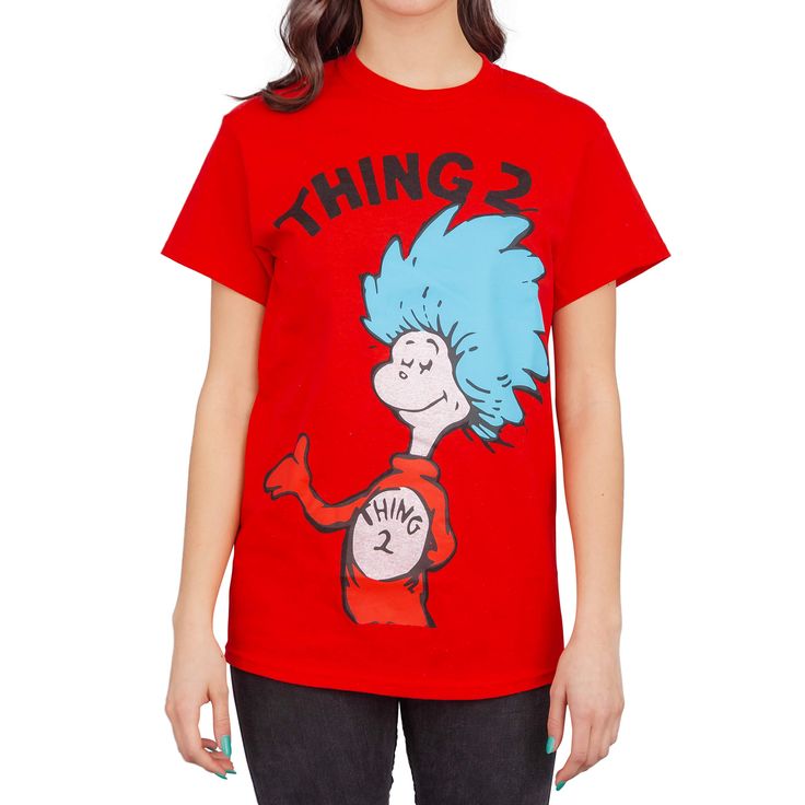 PRICES MAY VARY. Standard Fit Officially Licensed Are you Thing 1 or Thing 2? With this shirt, nobody will get confused anymore! Dr Seuss Shirt Ideas, Dr Seuss Shirt, Dr. Seuss Shirts, School Spirit Week, Tv Store, T Shirt Image, Cosplay Halloween, Red T Shirt, Work Party