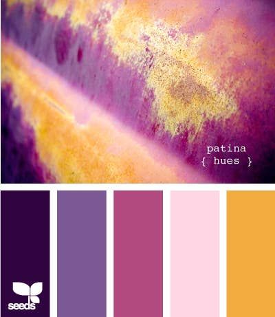 the color palette is purple, yellow and pink