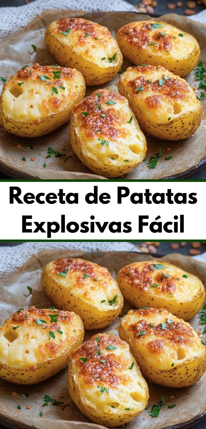 several different types of baked potatoes with cheese and parmesan on the top, and in