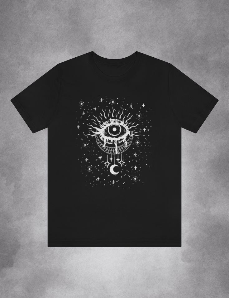 Mystical Witchy Aesthetic Clothing Evil Eye Shirt Mystical Cotton Tops With Graphic Print, Mystical Graphic Print Cotton Tops, Mystical Black Top With Graphic Print, Mystical Black Tops With Graphic Print, Cottagecore Store, Grunge Shirt Design, Tma Entities, Magical Human, Witchy Tshirt