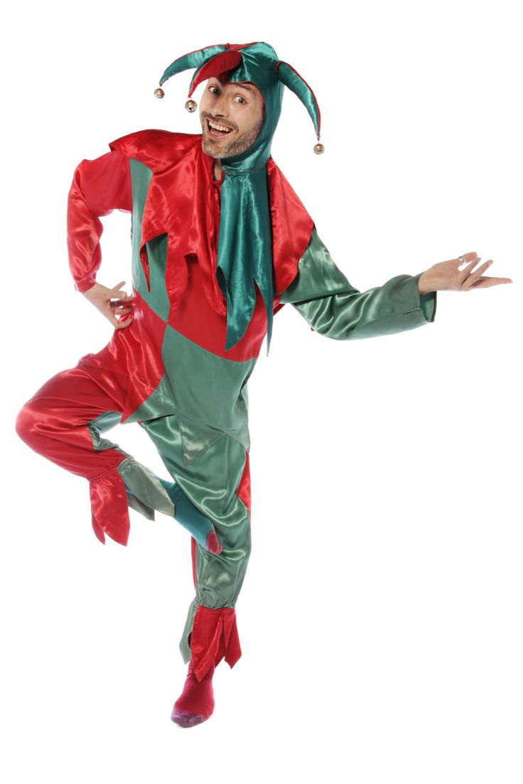 a man in a clown costume is jumping