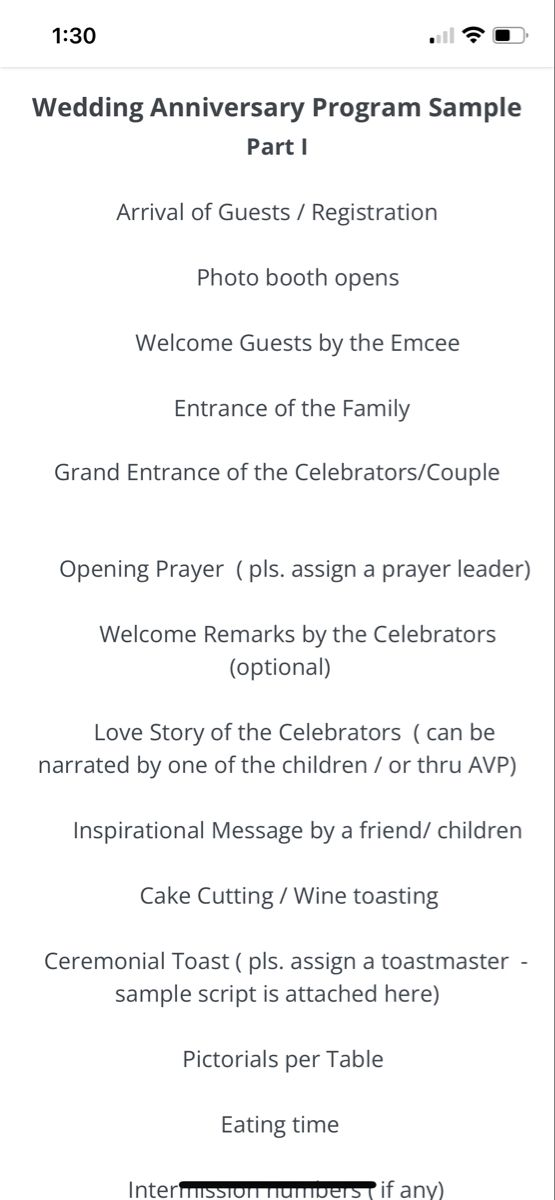 the wedding anniversary program on an iphone