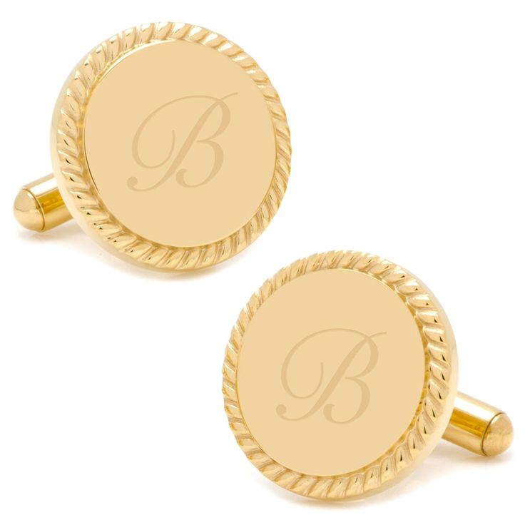 Simple elegance with a timeless style, our 14K Gold Plated Rope Border Round Engravable Cufflinks add a touch of elegance to any outfit while remaining masculine and dignified. Express your personality by adding a simple engraving, heartfelt message, or custom logo to the shiny, blank canvas. Our cufflinks will stand up to wear and maintain their sleek, shiny look thanks to being crafted from durable stainless steel. Pair with and personalize our Gold Plated Stainless Steel Engravable Tie Bar to Engraved Yellow Gold Cufflinks, Classic Engraved Cufflinks, Classic Yellow Gold Round Cufflinks, Elegant Engraved Gold Cufflinks, Elegant Gold Engraved Cufflinks, Classic Gold Cufflinks With Initials, Elegant Gold Cufflinks With Initials, Classic Gold Cufflinks With Polished Finish, Gold Classic Cufflinks With Polished Finish