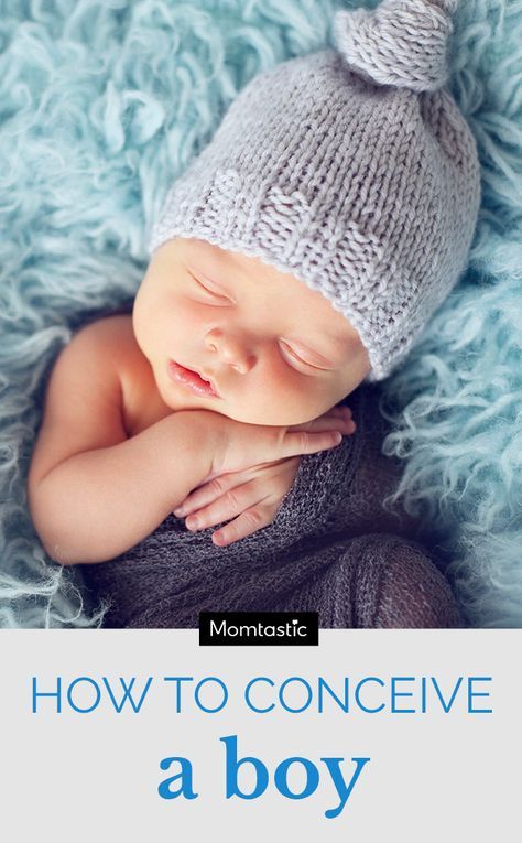 a baby wearing a knitted hat with the words how to conceive a boy