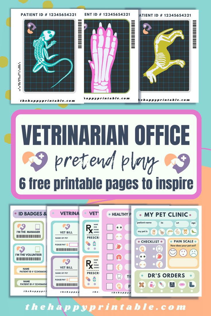 the veterinaian office pretend play printable pages to inspire