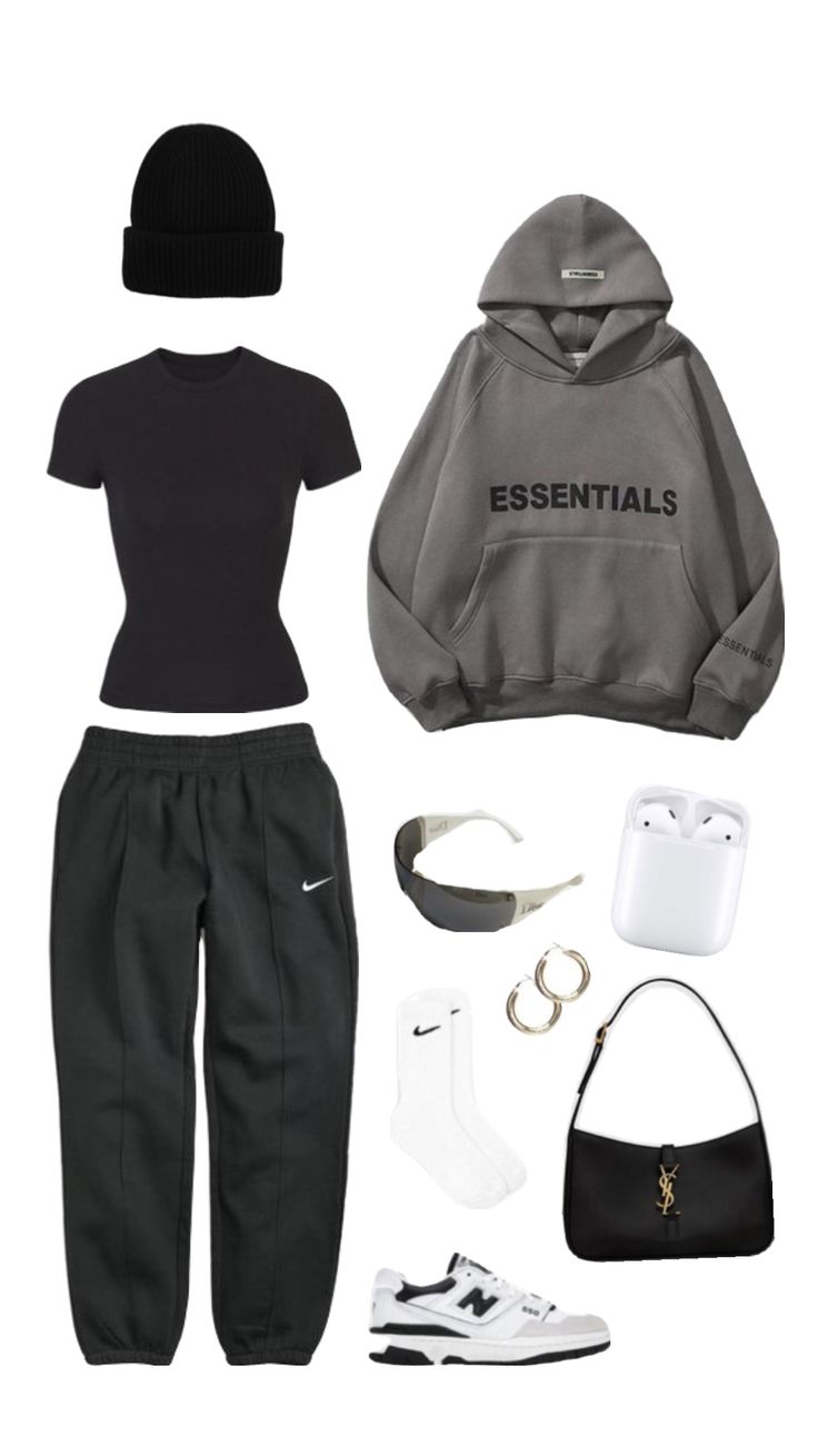 #essentials #hoodie #outfit #comfy #fit #fitspo #outfitinspo #newbalance #airpods #beauty #foryou Outfits With Jeans Winter, Cute Simple Outfits With Jeans, Simple Outfits With Jeans, Summer Date Night Outfit, Fashion Bella, Essentials Hoodie, Trendy Outfits For Teens, Cute Lazy Day Outfits, Lazy Outfits