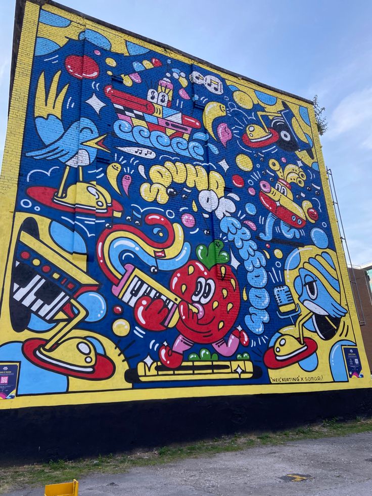 a large mural painted on the side of a building