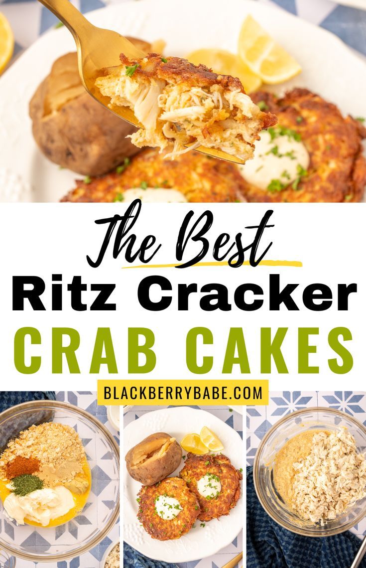 a collage of photos about crab cakes Crab Cakes With Ritz Crackers Recipe, Crab Cakes Ritz Crackers Recipe, Crab Cake No Mayo, Lobster Crab Cakes, Ritz Cracker Fish Recipes, Ritz Cracker Seafood Stuffing Crab Meat, Crab Cakes Without Breadcrumbs, Crab And Shrimp Cakes Recipe, Crab Cakes With Ritz Crackers