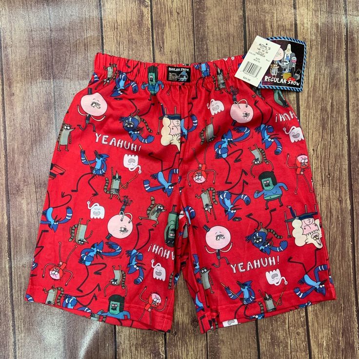 Red “Regular Show’ Print Pajama Shorts. Size 8/10. Nwt Playful Red Sleepwear For Sleepover, Playful Red Sleepwear For Sleepovers, Playful Red Sleepwear For Pajama Party, Red Pajama Shorts For Bedtime, Red Short Sleepwear For Pajama Party, Red Short Sleepwear For Bedtime, Red Cotton Pajama Shorts For Sleepover, Red Short Bottoms For Sleepover, Red Short Bottoms For Sleep